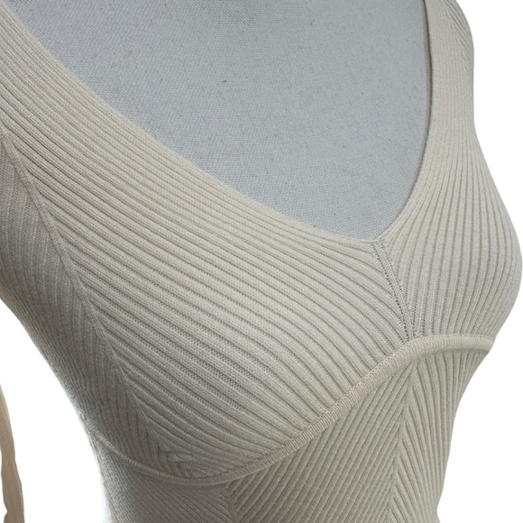 Who What Wear Collection Anneliese Herringbone Long Sleeve Top Ivory SZ M NWT - Picture 3 of 8